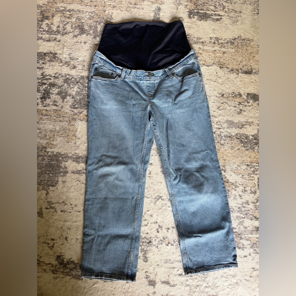 Abercrombie & Fitch Light Blue Maternity Ankle Straight Jeans (Short Length)